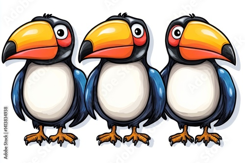 A simple vector drawing of a toucan, its large beak the focal point