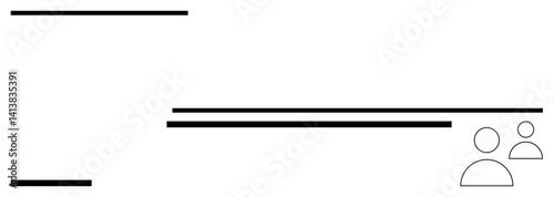Horizontal black lines and two user icons forming a clean, abstract composition. Ideal for teamwork, communication, connection, simplicity, collaboration, social interaction, simple landing page