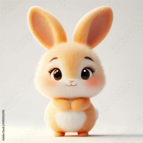 Adorable Fluffy Bunny: A Sweet, 3D Rendered Cartoon Character