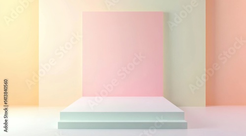 Minimalist white presentation template with pastel-colored background featuring light orange and green hues.