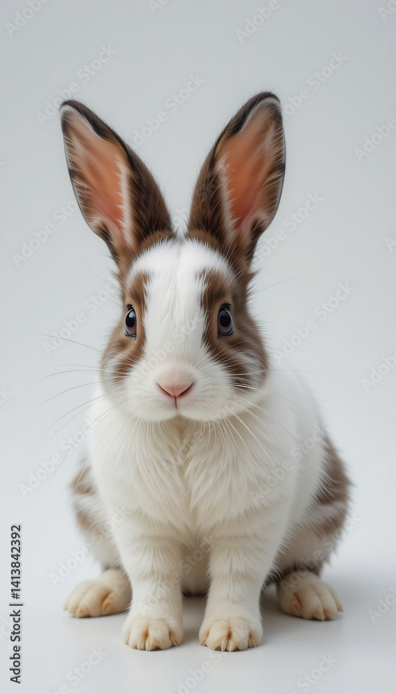 Fototapeta premium Adorable bunny rabbit sits calmly soft light. AI Generated