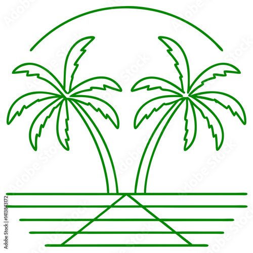 Silhouette of Palm Trees Vector Illustration Design