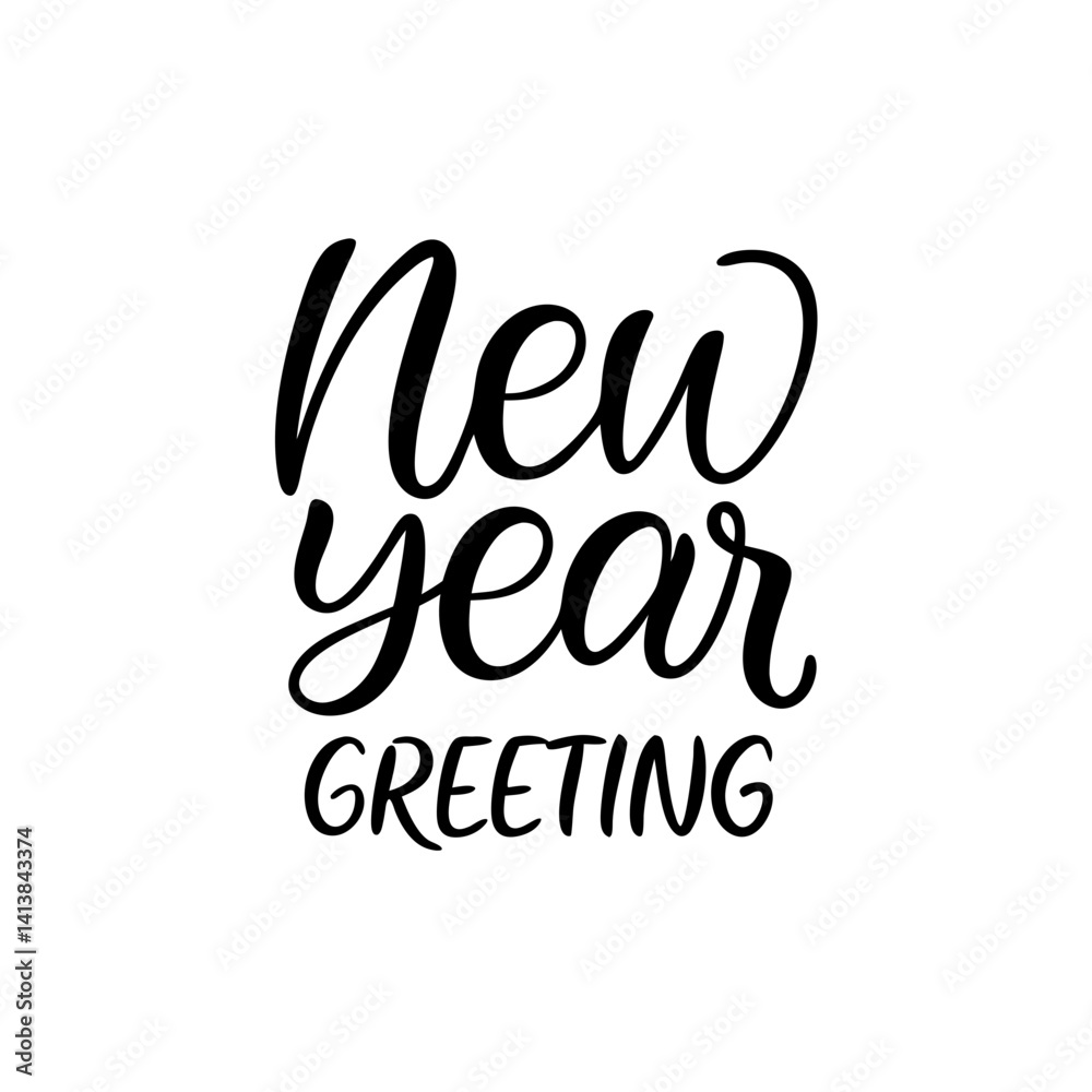 Fototapeta premium New Year Greeting Typography Calligraphy Vector Illustration Design