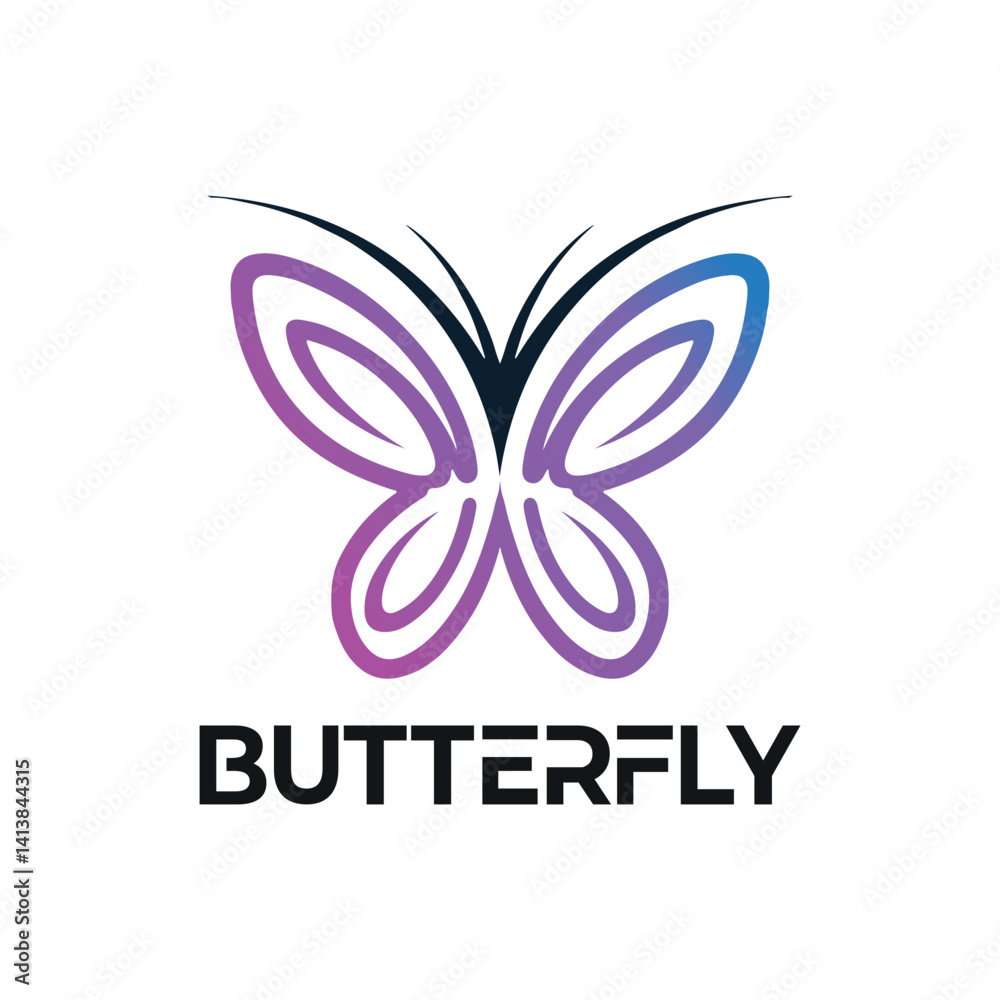 Modern Colorful Butterfly Logo with Gradient Wings Modern Colorful Butterfly Logo with Gradient Wings