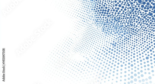 Abstract blue halftone background with gradient dots on a light sky-colored backdrop.