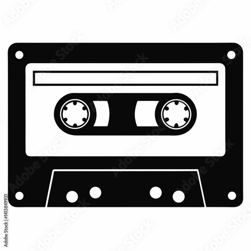 audio tape silhouette vector black