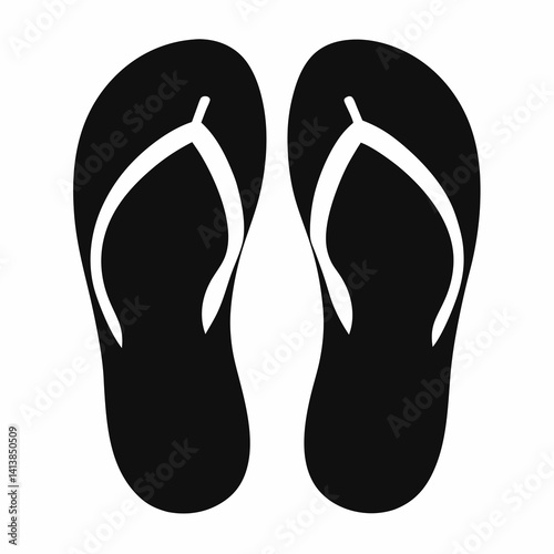 Flip-flops silhouette vector black on white background