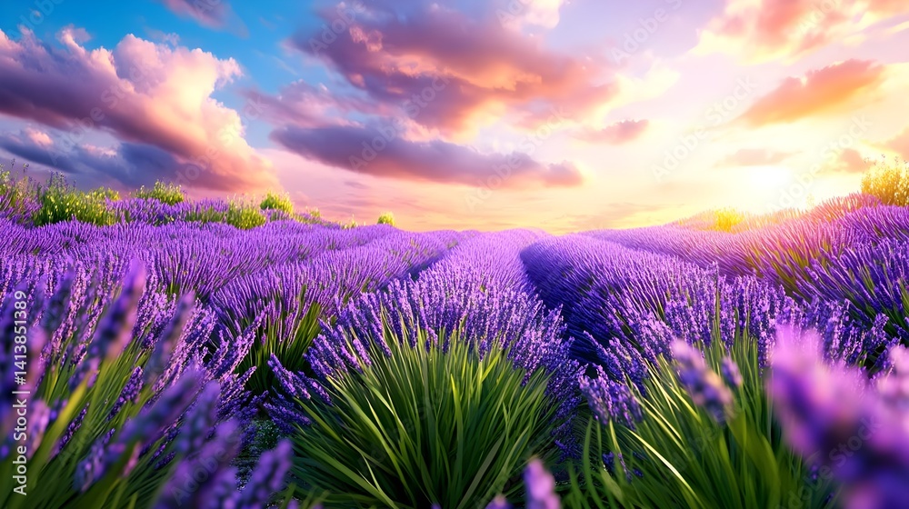 Fototapeta premium Lavender Sunset: Provence Fields - Nature photography