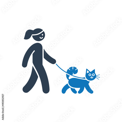 Walking Cat with Leash Icon