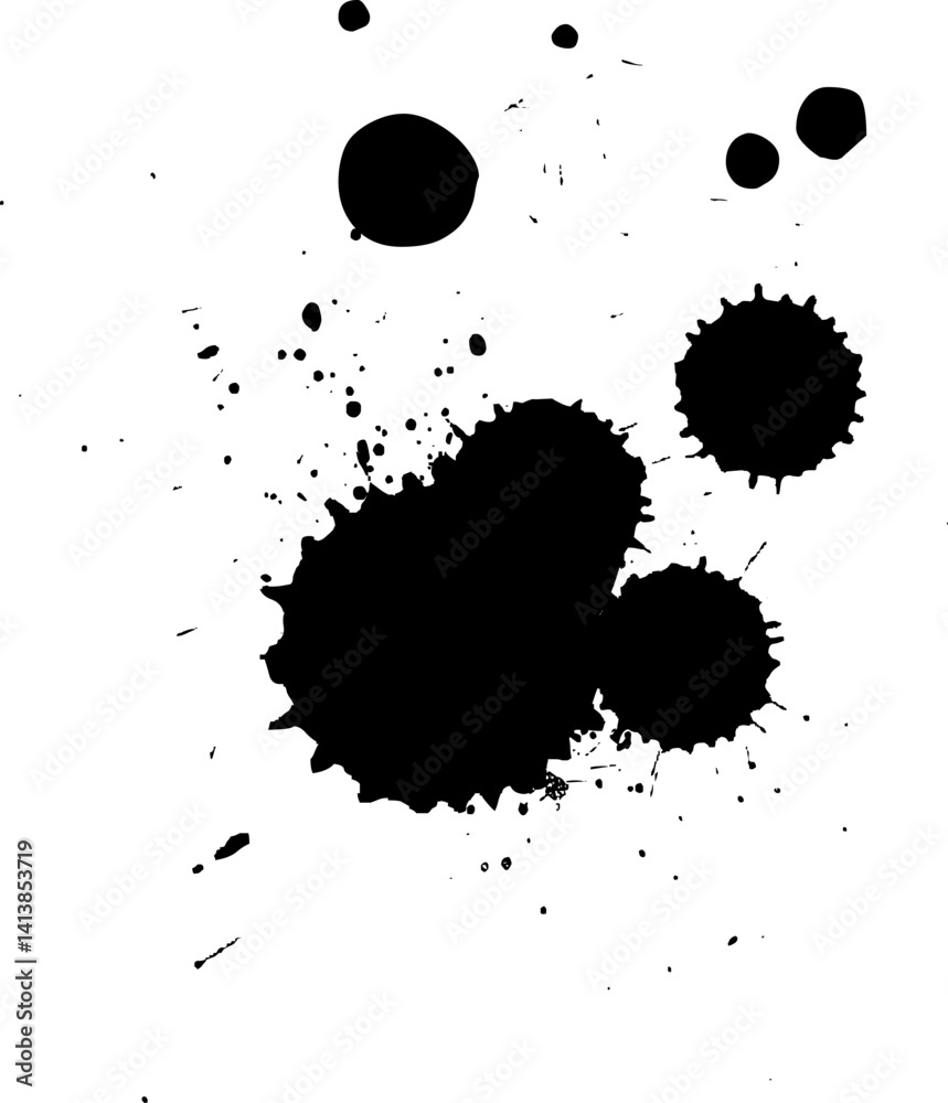 Fototapeta premium black ink brush painting drop splatter splash artistic
