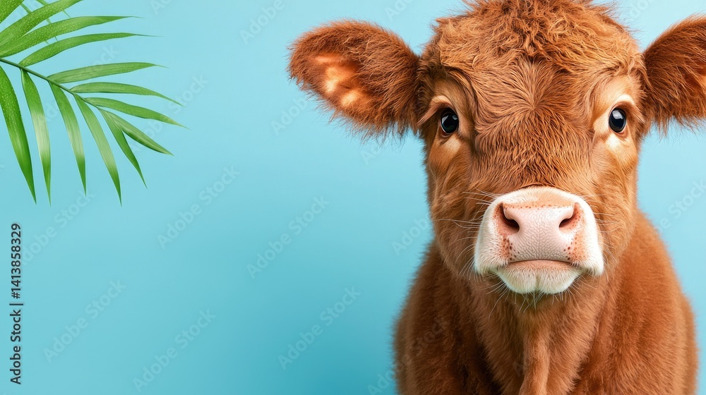 Adorable brown calf tropical summer close up portrait Adorable brown calf tropical summer close up portrait