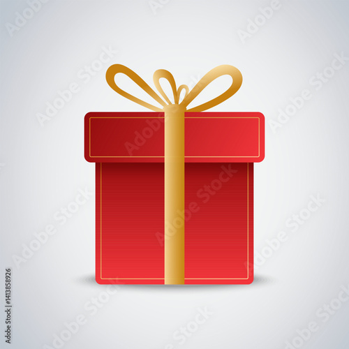 Gift box with gold ribbon. Vector illustration.