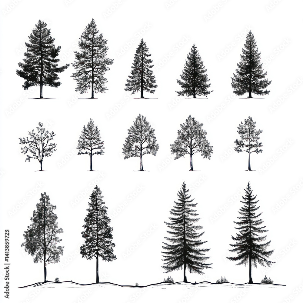 Obraz premium set of vector christmas trees