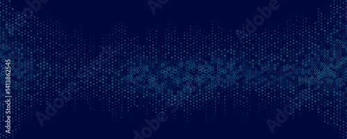 Futuristic background of blue hexagons for Business or Science online webinar. Abstract tech honeycomb mosaic. Medical research presentation. Vector Illustration backdrop. EPS 10