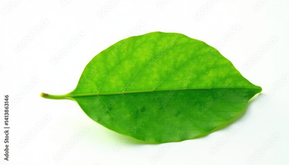 Fototapeta premium Delicate green leaf isolated on white background, verdant, greenery, botanical