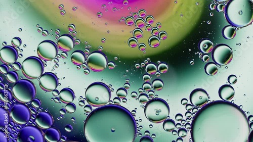 Colorful Oil Bubbles Moving on a Water Surface