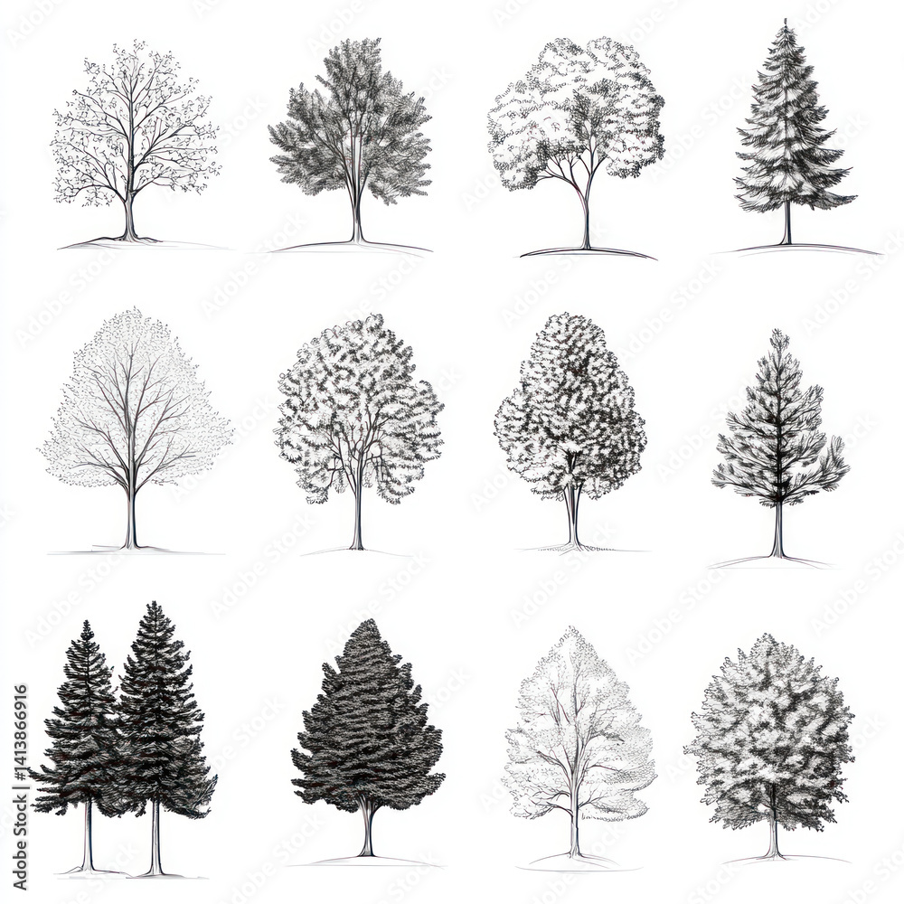 Fototapeta premium set of trees