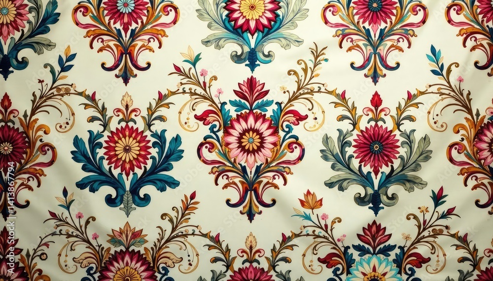 Intricate floral damask pattern in muted tones, photography, floral Intricate floral damask pattern in muted tones, photography, floral