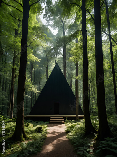 A shadowy forest sanctuary where nature spirits protect sustainability in secret rituals