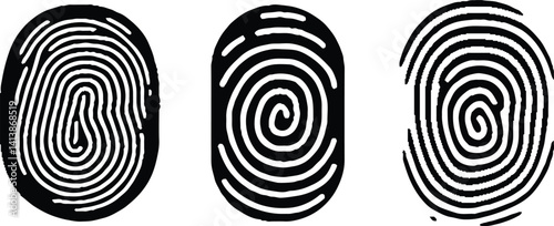 Biometric icon set in thin line outline style and linear vector sign