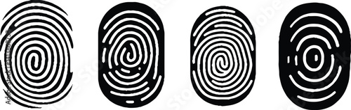 Fingerprint Icon set in black flat style. 