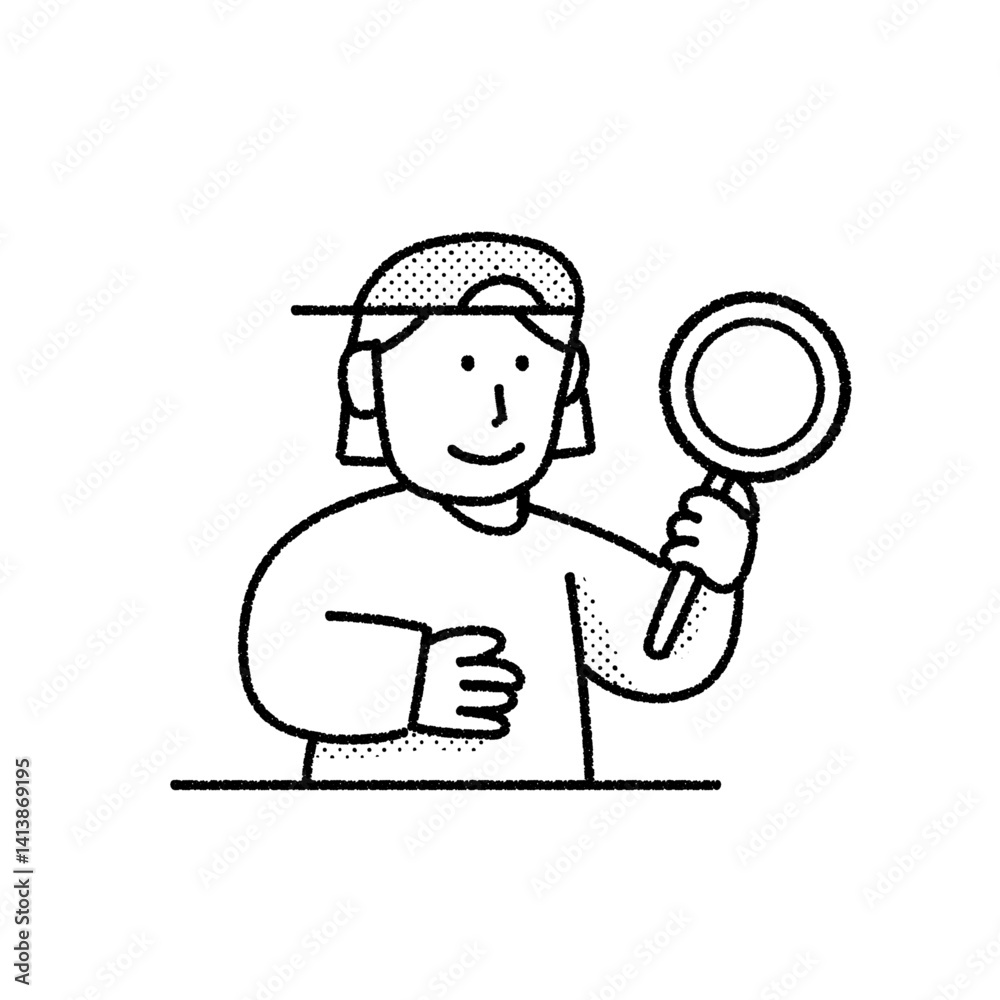 Untitled-8 Curious Explorer Investigating With Magnifying Glass Illustration Untitled-8 Curious Explorer Investigating With Magnifying Glass Illustration