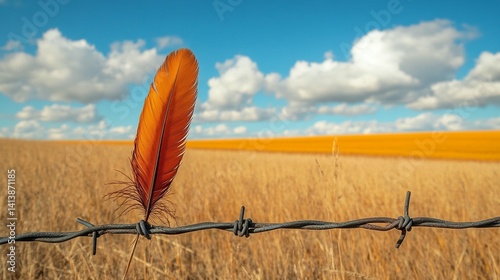 Feather on Wire, Golden Field