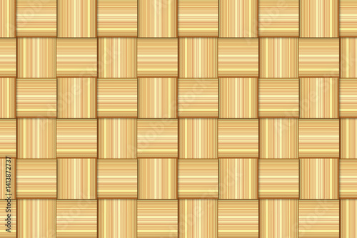 Seamless pattern of wooden wicker squares. Brown basket furniture texture vector illustration.