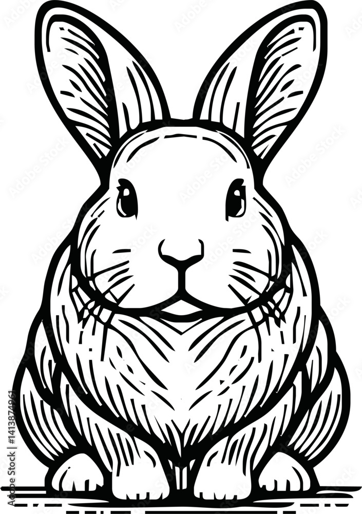 Fototapeta premium rabbit ink sketch vector illustration for coloring book