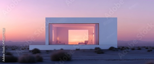 Minimalist Desert House: Sunset Serenity
