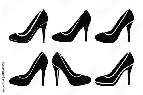 Collection of high heeled shoes with modern design and sleek silhouette