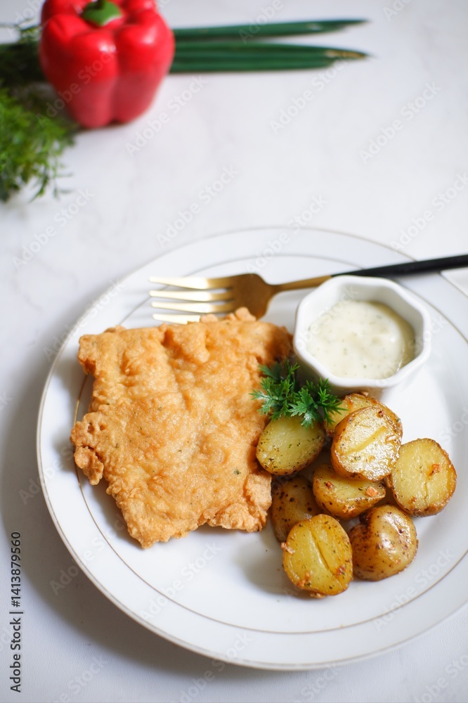 Fish and roasted potatoes Fish and roasted potatoes