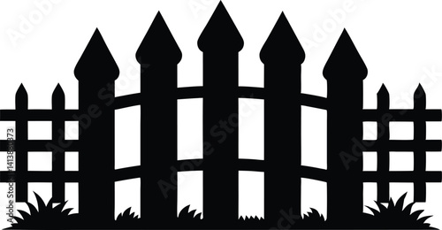 wooden fence black silhouette vector, fence  black symbol
