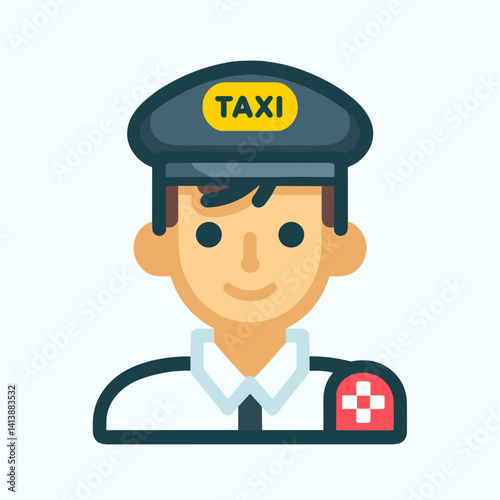 Taxi driver smiling in uniform with a cap  