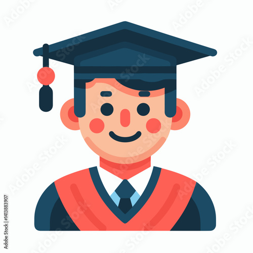 Happy graduate wearing cap and gown  