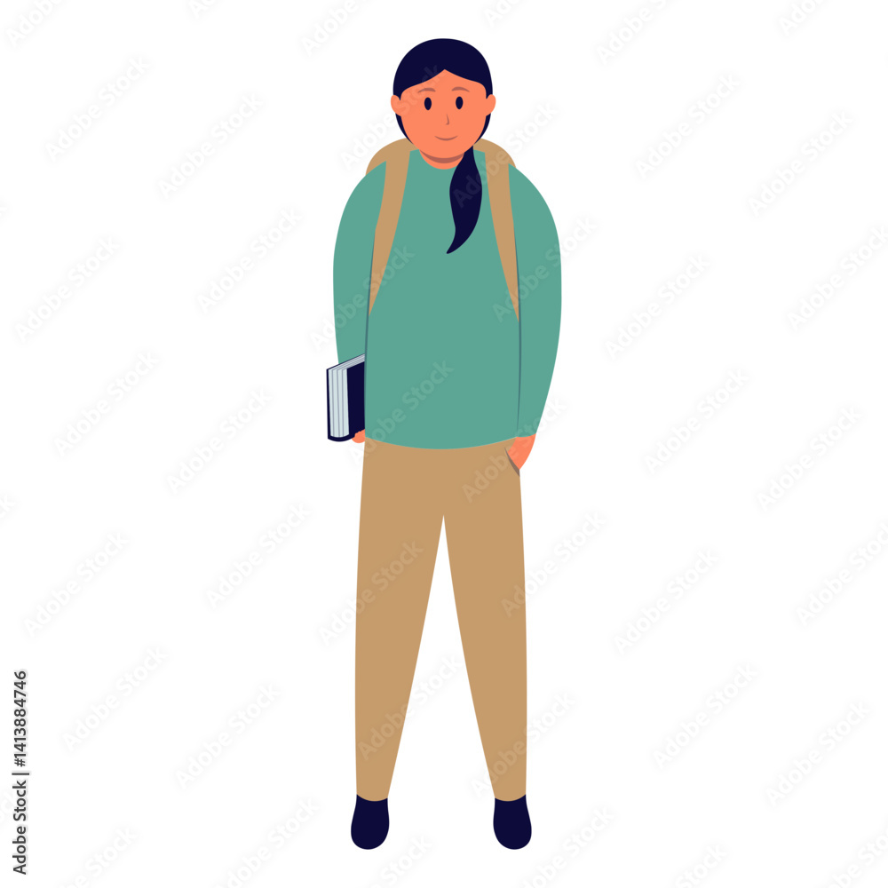 University Student Illustration in Flat Design. Vector Character University Student Illustration in Flat Design. Vector Character