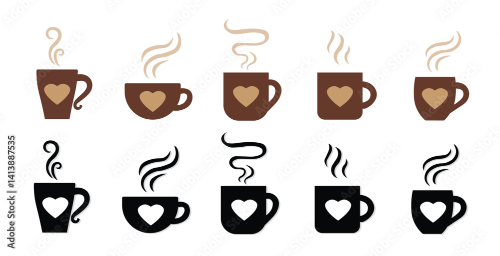 custom made wallpaper toronto digitalCoffee Cup with Heart Icons – Love and Coffee Concept Vector Set