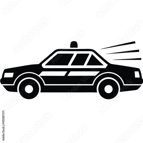 Police Car With Flashing Lights Chasing At High Speed