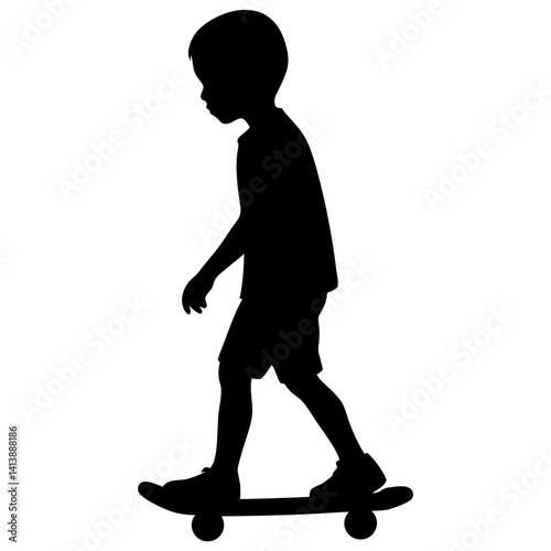 Silhouette of a boy on a skateboard vector