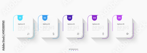 Vector Infographic label design template with icons and 5 options or steps. Can be used for process diagram, presentations, workflow layout, banner, flow chart, info graph.
