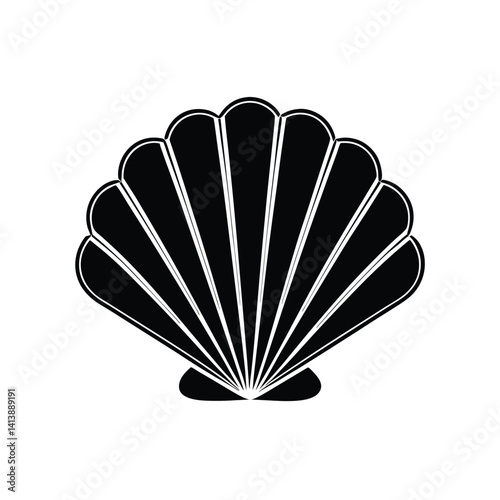 Scallop shell Vector art and illustration, Scallop silhouette