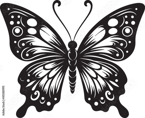 Flying butterflies silhouette black Vector