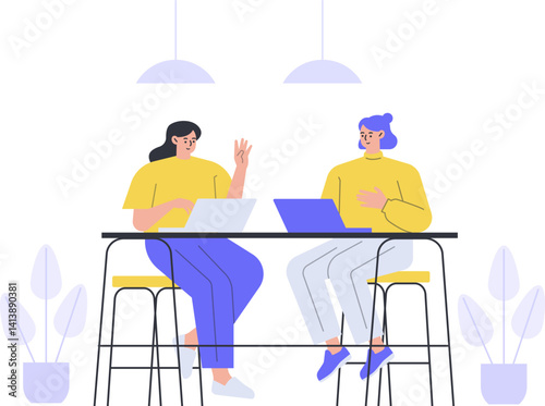 Work From Home Working Office Home Freelance Employee Online Character Cartoon Illustration Workspace Flexible Workplace Remote Company Laptop Job Project Computer