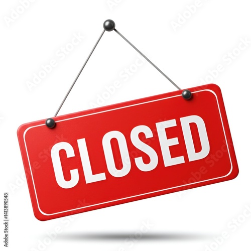 Closed Sign Red Rectangular Hanging Sign Indicating Closure photo