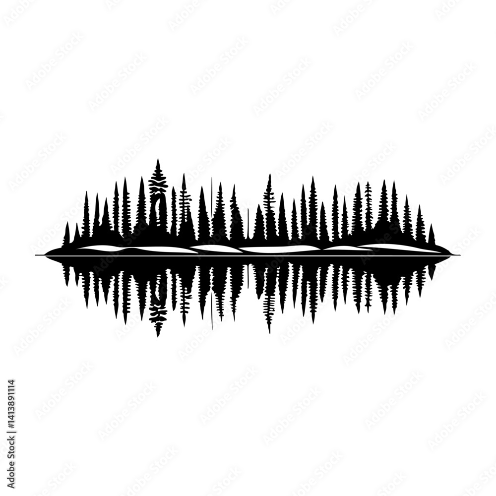 Fototapeta premium Still Forest Reflected in Dark Waters Design