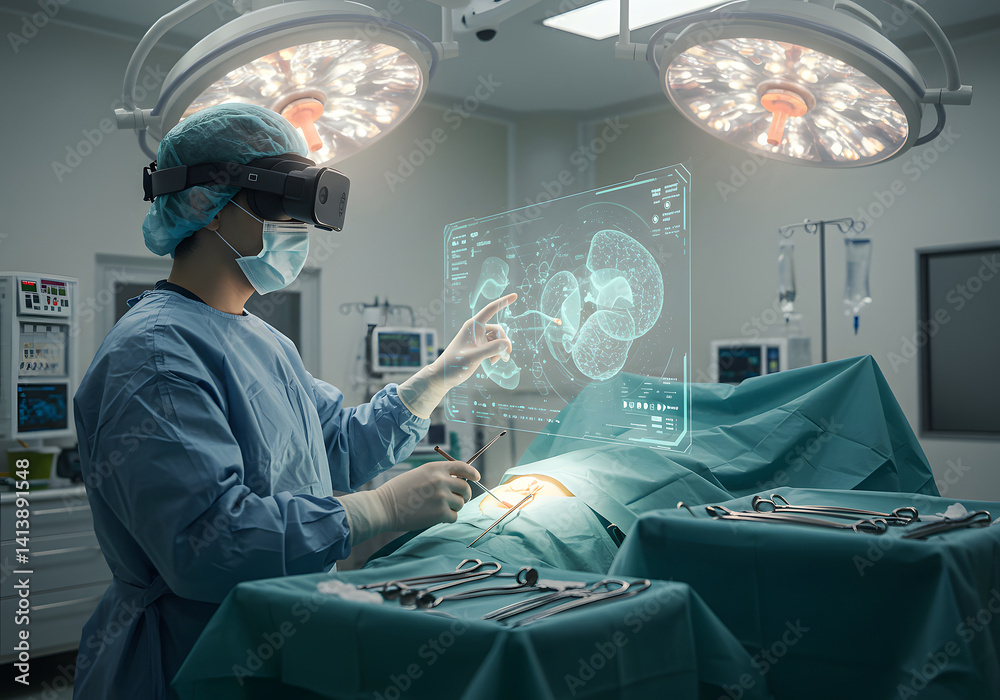 Surgeon Utilizing Augmented Reality (AR) in Operating Room for Surgical ...