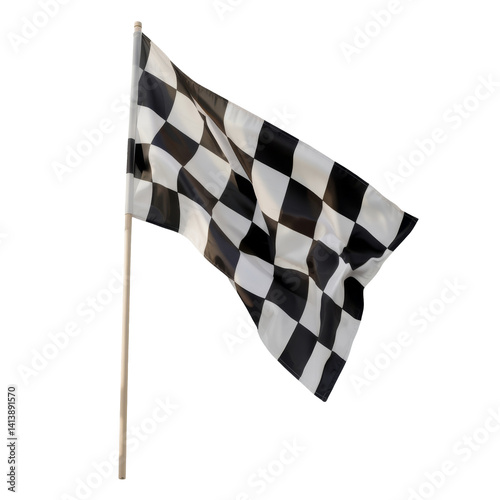 checkered flag waving on white background