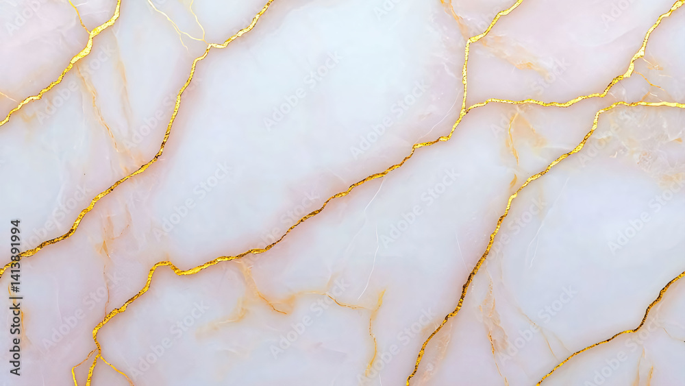Fototapeta premium Elegant pink marble with golden veins in a polished finish
