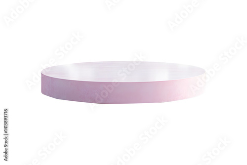 Round pink pastel color 3d podium. Minimalist design aesthetic. Cosmetic product mockup placement pedestal promotion stand display. Isolated on cutout PNG or transparent background. 