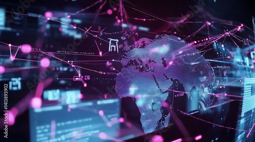 Global Network Connections: A Visual Representation of Worldwide Digital Interconnectivity